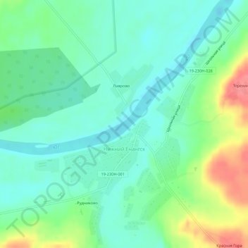 Топографическая карта Нижний Енангск, высота, рельеф
