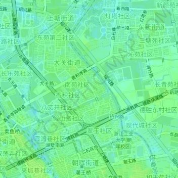 Топографическая карта 大关街道, высота, рельеф
