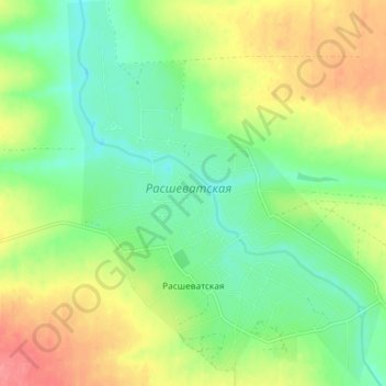 Топографическая карта Расшеватская, высота, рельеф