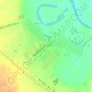 Топографическая карта Комарское, высота, рельеф