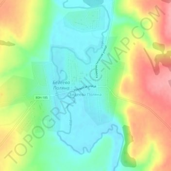 Топографическая карта Бедеева Поляна, высота, рельеф