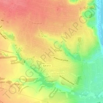 Топографическая карта Пады, высота, рельеф