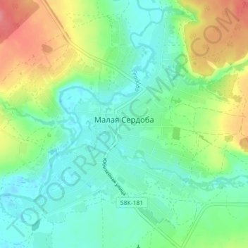 Топографическая карта Малая Сердоба, высота, рельеф