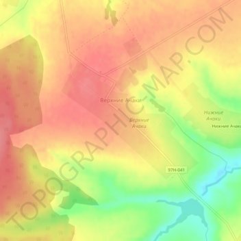Топографическая карта Верхние Ачаки, высота, рельеф