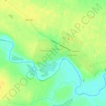 Топографическая карта Ратницкое, высота, рельеф