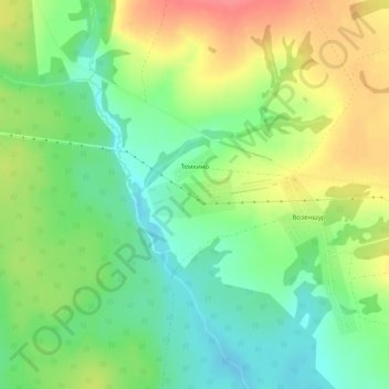 Топографическая карта Темкино, высота, рельеф