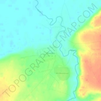 Топографическая карта Конёво, высота, рельеф