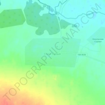 Топографическая карта Сорок-Сайдак, высота, рельеф