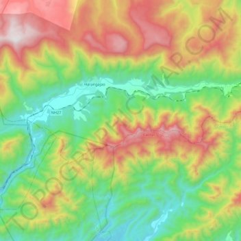 Топографическая карта Jatinga, высота, рельеф