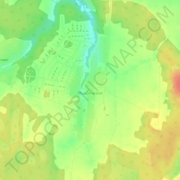 Топографическая карта Мышенское, высота, рельеф