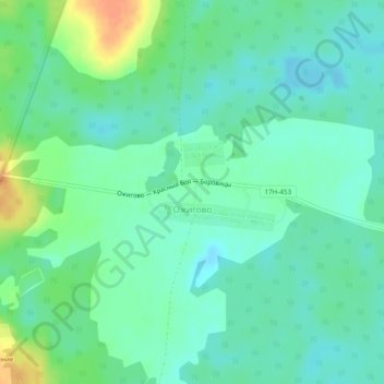 Топографическая карта Ожигово, высота, рельеф