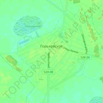Топографическая карта Горьковское, высота, рельеф