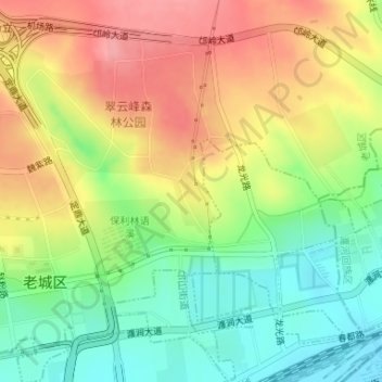 Топографическая карта 上清宫森林公园, высота, рельеф