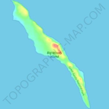 Топографическая карта Big Woody Island, высота, рельеф