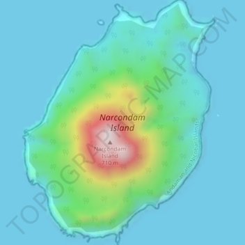Топографическая карта Narcondam Island, высота, рельеф
