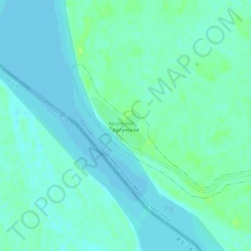 Топографическая карта Аргунское, высота, рельеф