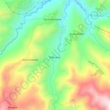 Топографическая карта Каркаци, высота, рельеф