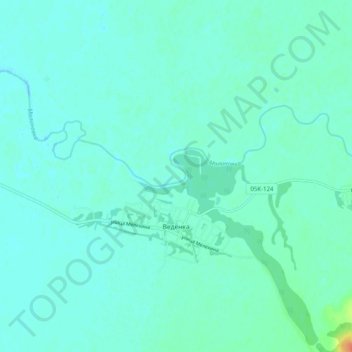 Топографическая карта Веденка, высота, рельеф