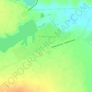 Топографическая карта Приволжский, высота, рельеф