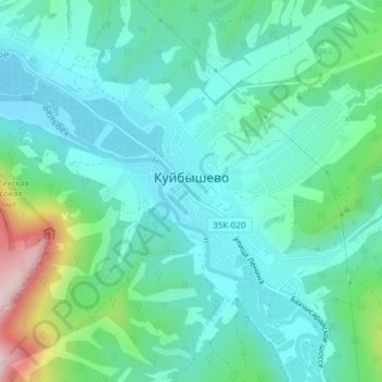 Топографическая карта Куйбышево, высота, рельеф
