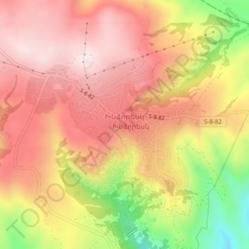 Топографическая карта Хндзореск, высота, рельеф