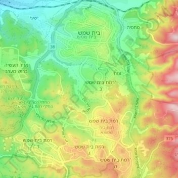 Топографическая карта Bet Shemesh, высота, рельеф