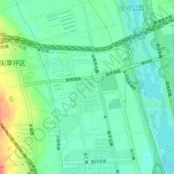 Топографическая карта 金桥公园, высота, рельеф