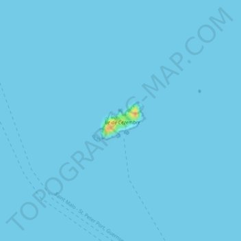 Топографическая карта Île de Cézembre, высота, рельеф