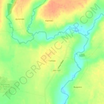 Топографическая карта Глебово, высота, рельеф