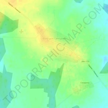 Топографическая карта Большое Святцово, высота, рельеф