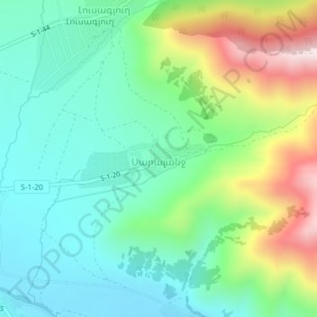 Топографическая карта Сараландж, высота, рельеф