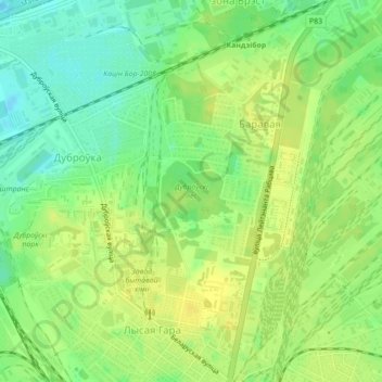 Топографическая карта Дубровский лес, высота, рельеф