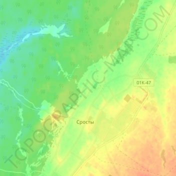 Топографическая карта Сросты, высота, рельеф