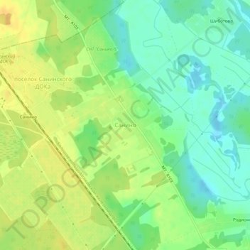 Топографическая карта Санино, высота, рельеф