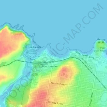 Топографическая карта Coles Beach, высота, рельеф