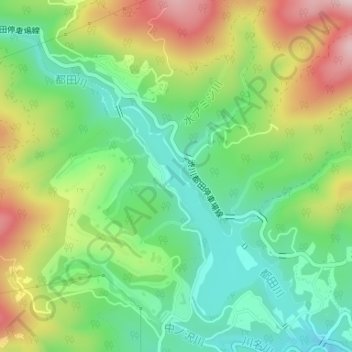 Топографическая карта 都田川, высота, рельеф