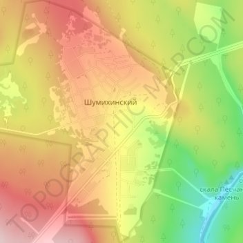 Топографическая карта Шумихинский, высота, рельеф