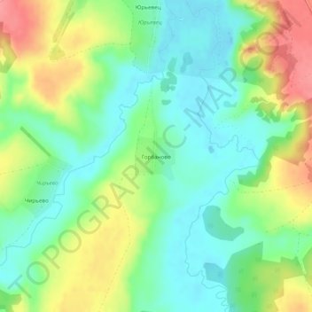 Топографическая карта Горбаново, высота, рельеф