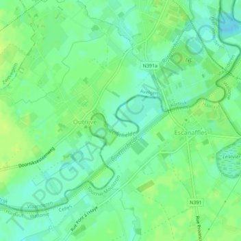 Топографическая карта Oude Schelde, высота, рельеф