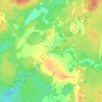 Топографическая карта Кунавино, высота, рельеф