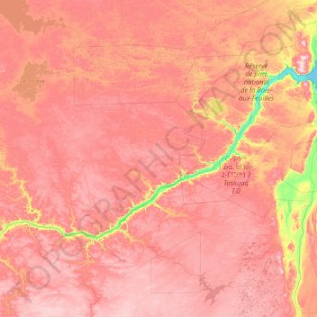 Топографическая карта Rivière aux Feuilles, высота, рельеф