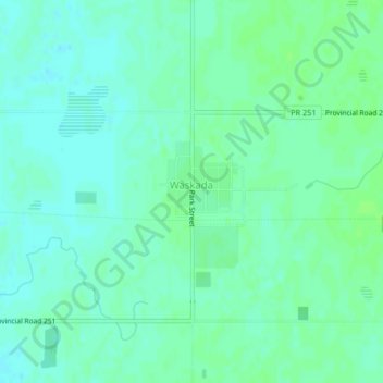 Топографическая карта Waskada, высота, рельеф