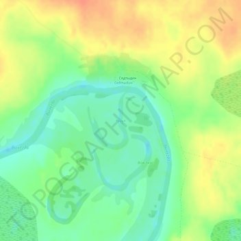 Топографическая карта Курья, высота, рельеф