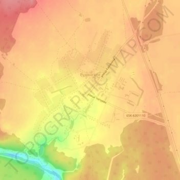 Топографическая карта Рудянское, высота, рельеф