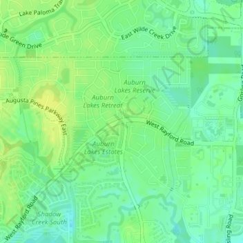 Топографическая карта Auburn Lakes, высота, рельеф