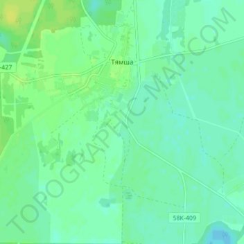 Топографическая карта Тямша, высота, рельеф