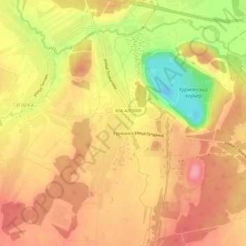 Топографическая карта Курманка, высота, рельеф