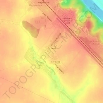 Топографическая карта Солчино, высота, рельеф