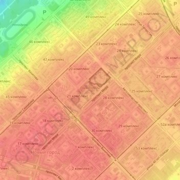 Топографическая карта Парк Победы, высота, рельеф