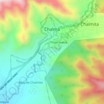 Топографическая карта Chalma, высота, рельеф